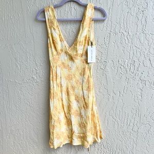 Yellow Cotton candy flower sun dress medium NWT